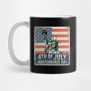 4th of July Independence Day Statue of Liberty American Flag Patriotic Vintage Mug